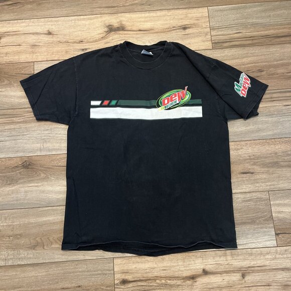 Mountain Dew Crew Logo T Shirt Adult SZ XL Black Graphic Advertisement Soda - Picture 1 of 7